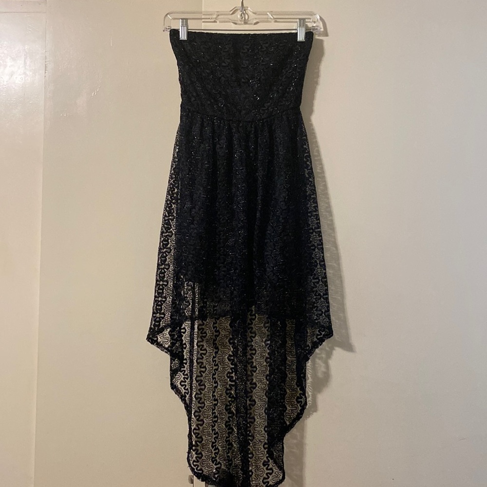 Super cute black sparkly tube top high low dress! NEVER BEEN WORN! With tags on!